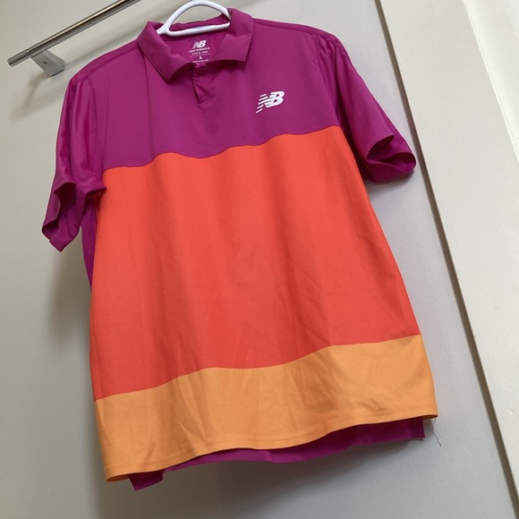 New Balance Tournament Men's Tennis Polo - Purple / Orange Size S - Picture 7 of 7